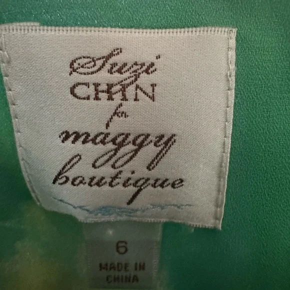 Suzi Chin For Maggy Boutique Abstract Watercolor Print Sheath Silk Dress‎ Size 6 - Picture 8 of 11